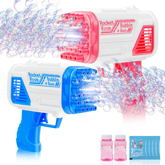 2 Pack Bubble Machine Gun for Kids Outdoor Indoor Automatic Maker Blower Toys Birthday Party Easter Basket Stuffers Gift for 1 2 3 4 5 6 7 8 + Year Old Toddlers Girls Boys（Pink & Blue）