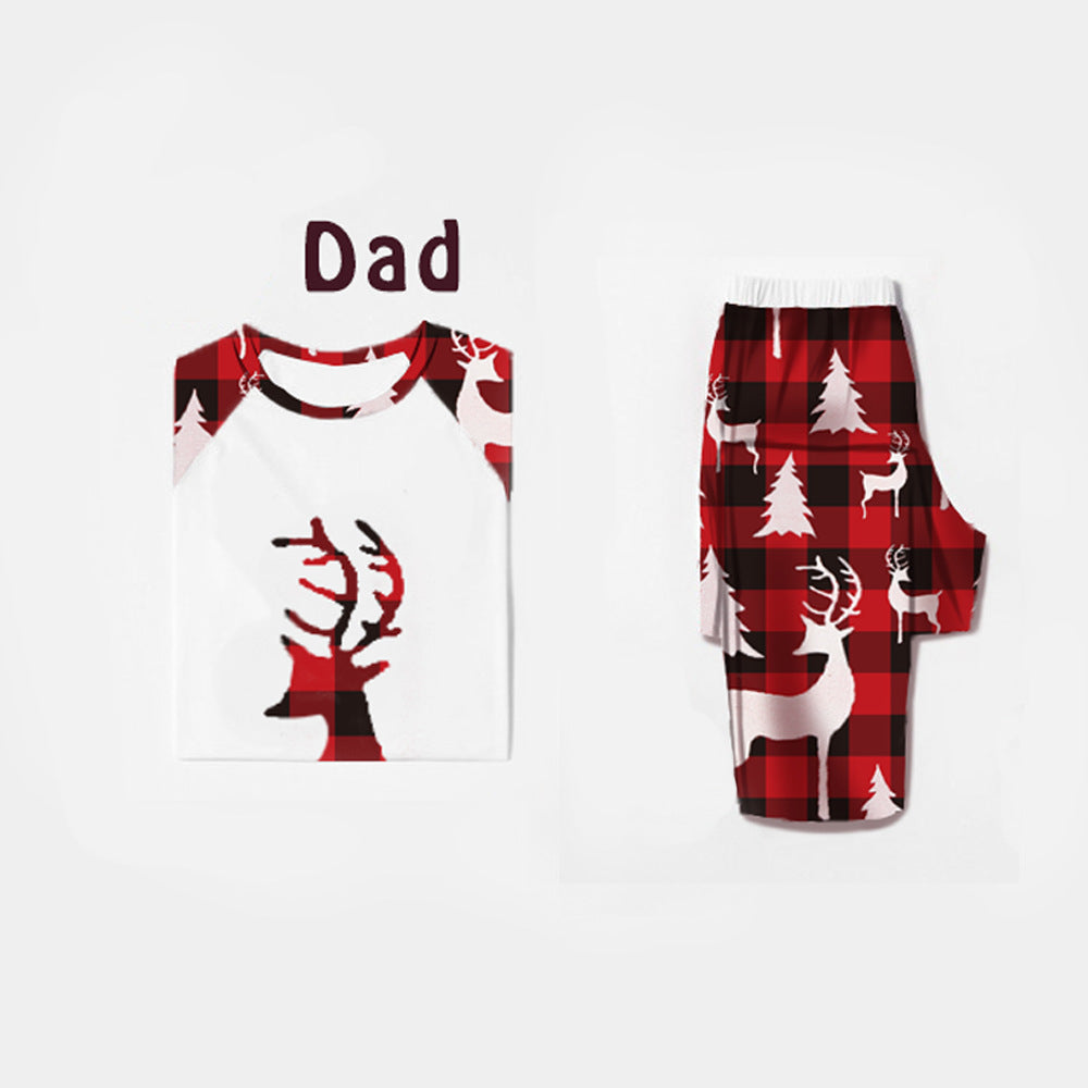 Christmas European And American Christmas Deer Head Print Parent-child Home Service Suit